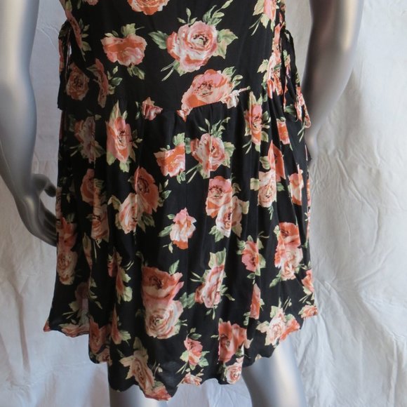 XXI Black with Orange Flower Spaghetti Strap Dress - Picture 7 of 8